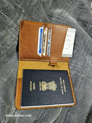 Handmade leather passport wallet