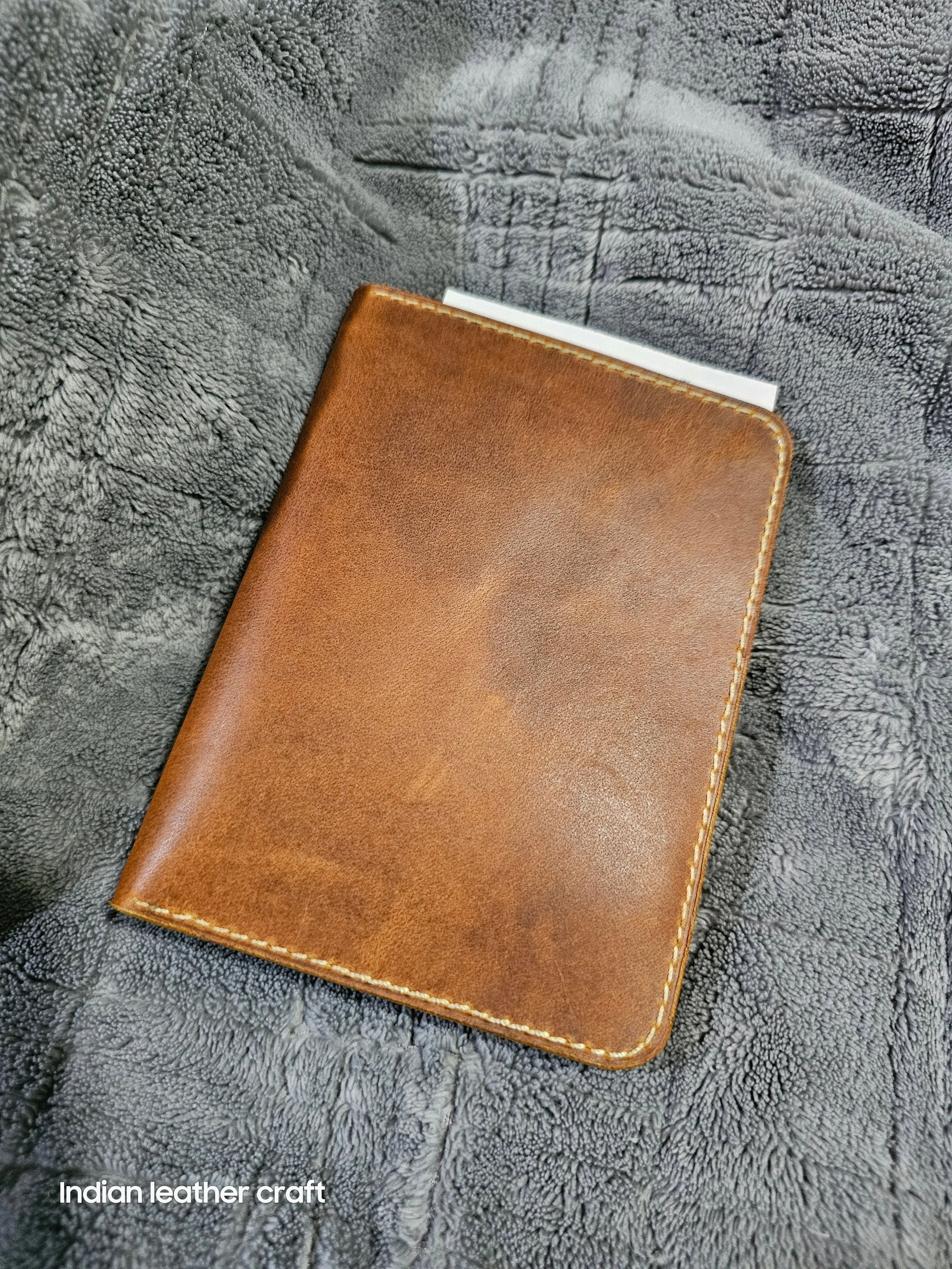Handmade leather passport wallet