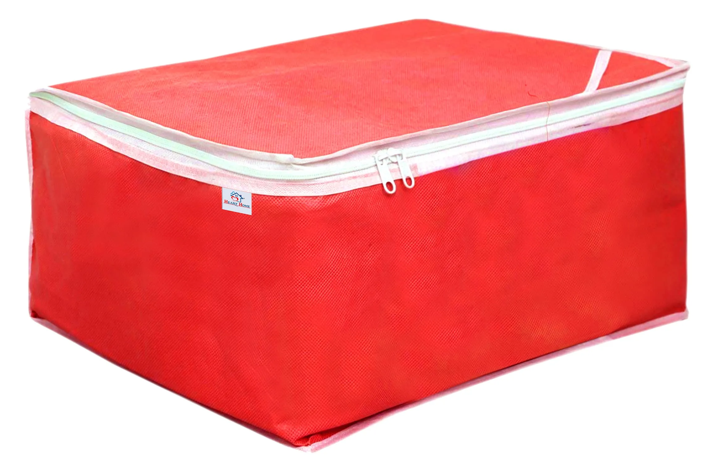 Heart Home Non Woven Petticoat Cover Wardrobe Organiser Clothes Storage Bag-Pack of 3 (Red)-HS_38_HEARTH21689
