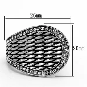 High polished (no plating) Stainless Steel Ring with Top Grade Crystal in Clear for Women Style TK1328