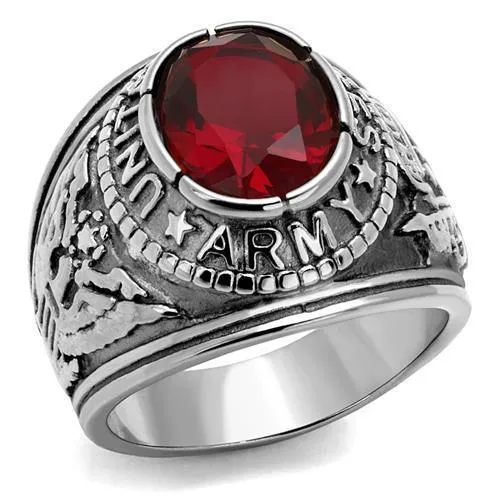 High-Polished Stainless Steel Ring with Synthetic Synthetic Glass in Siam for Women Style TK414706
