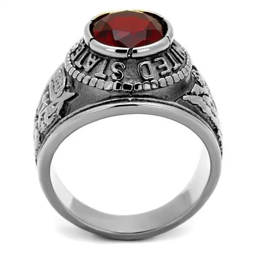 High-Polished Stainless Steel Ring with Synthetic Synthetic Glass in Siam for Women Style TK414706