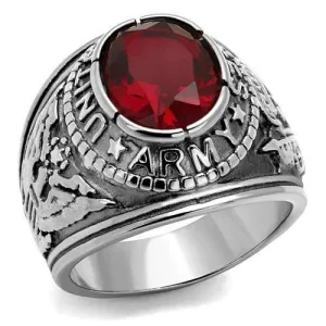 High-Polished Stainless Steel Ring with Synthetic Synthetic Glass in Siam for Women Style TK414706