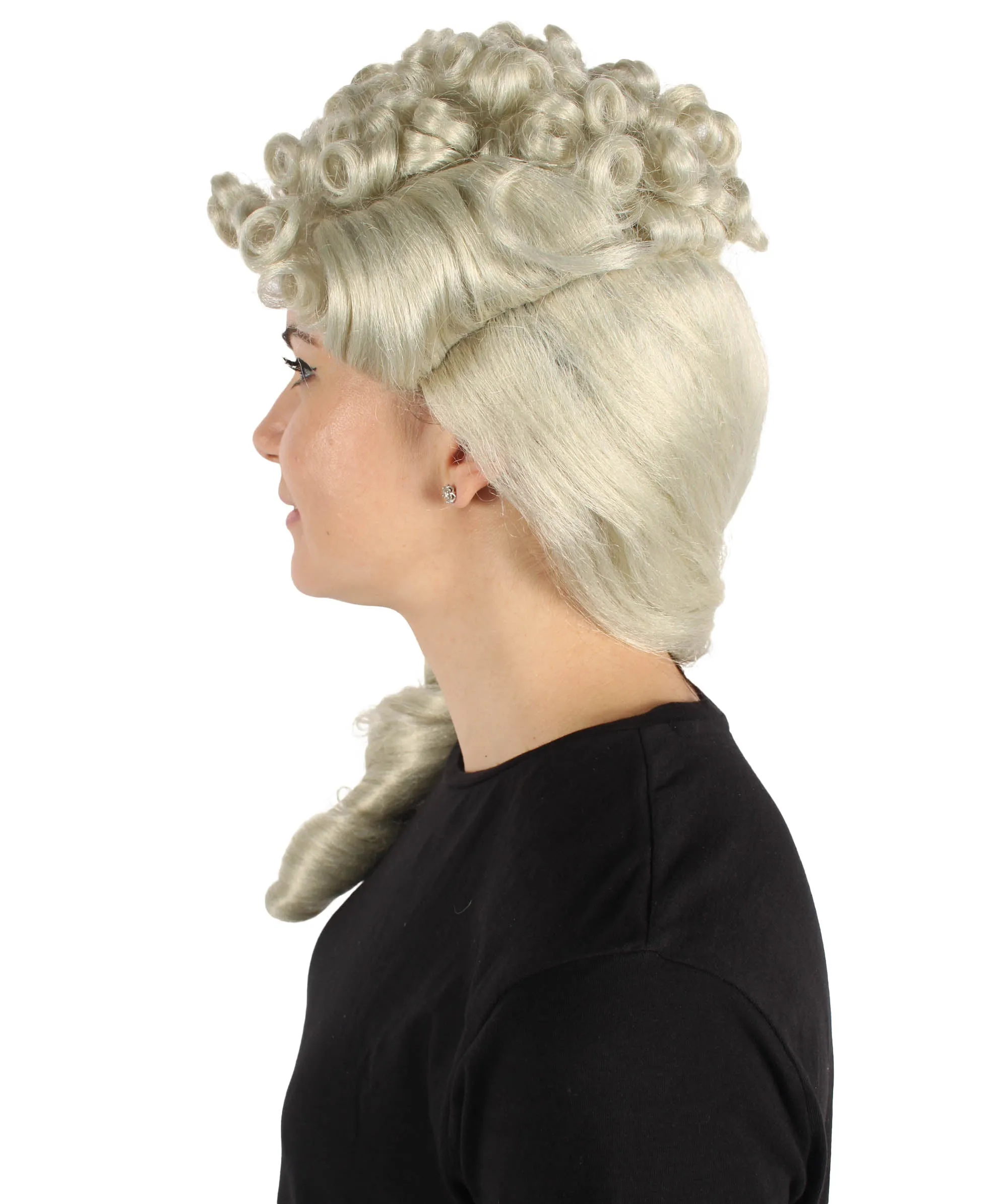 HPO Adult Women's Vintage Retro Ringlet Blonde Wig| Perfect for Halloween| Flame-retardant Synthetic Fiber