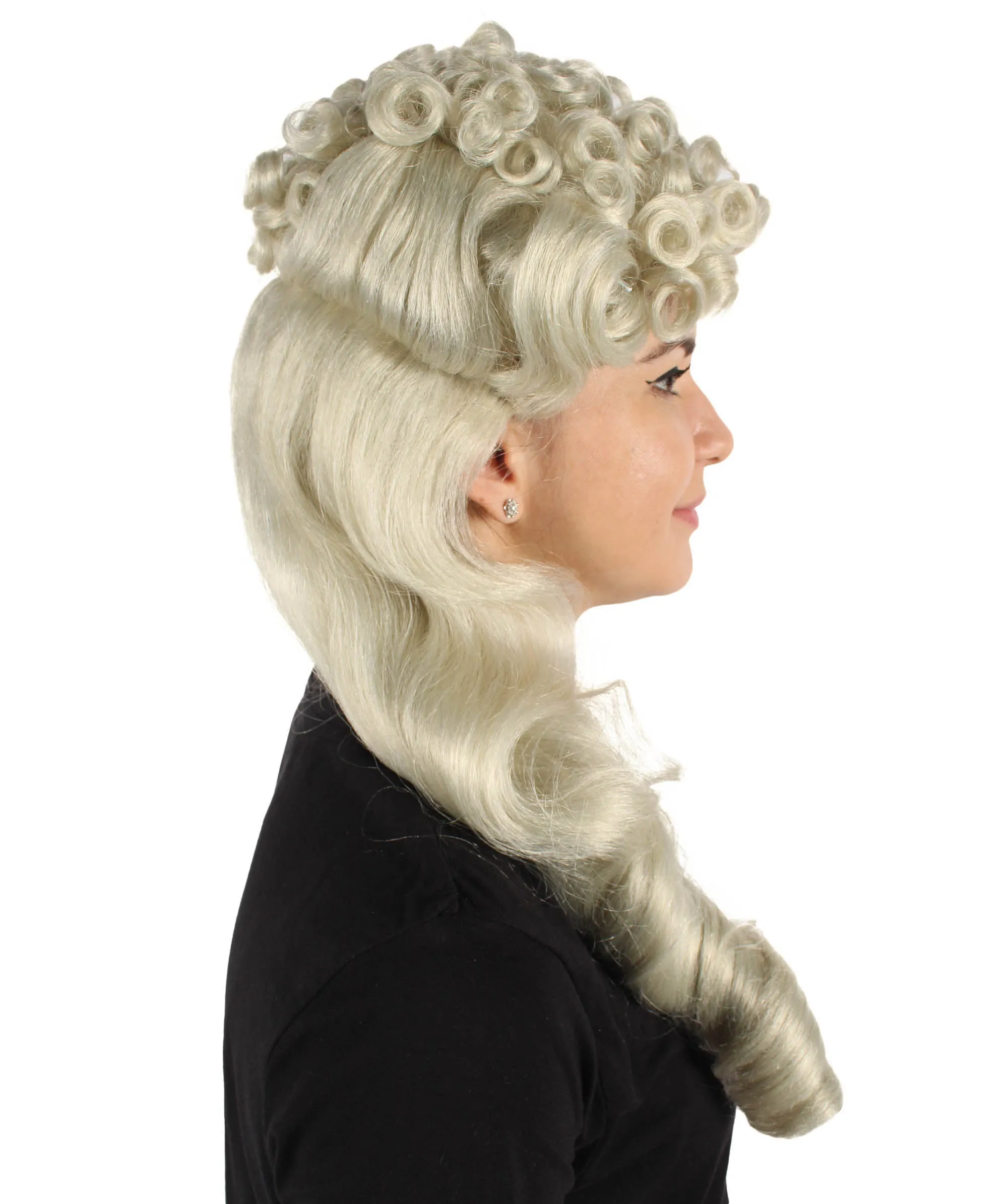HPO Adult Women's Vintage Retro Ringlet Blonde Wig| Perfect for Halloween| Flame-retardant Synthetic Fiber