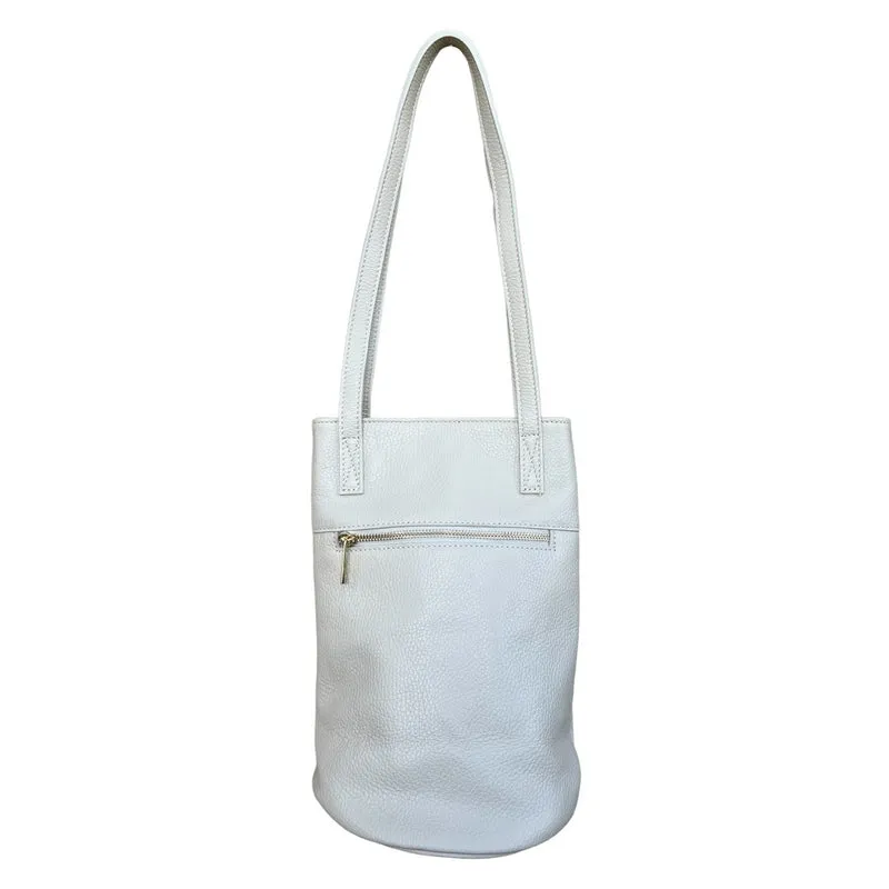 Italian Leather Bucket Bag in Cream