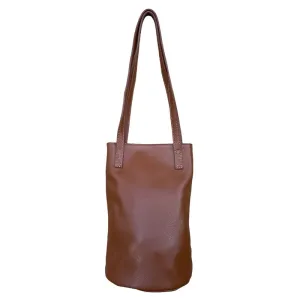 Italian Leather Bucket Bag in Dark Tan