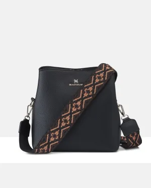 Joanie 3 Compartment Crossbody Bucket Bag   Aztec Bag Strap