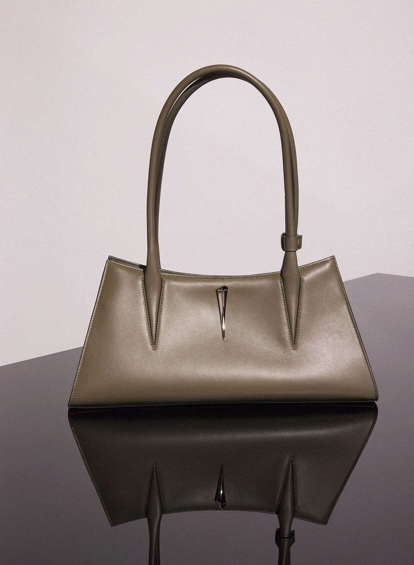 khaki smooth leather fang bag