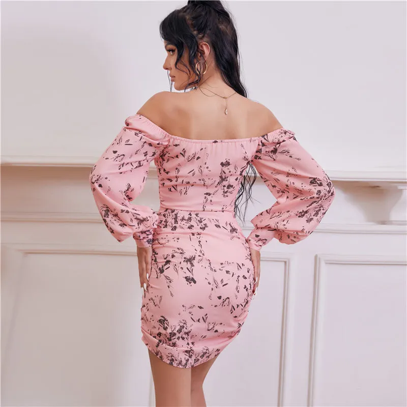KittenAlarm - Square collar puff sleeve floral print dress