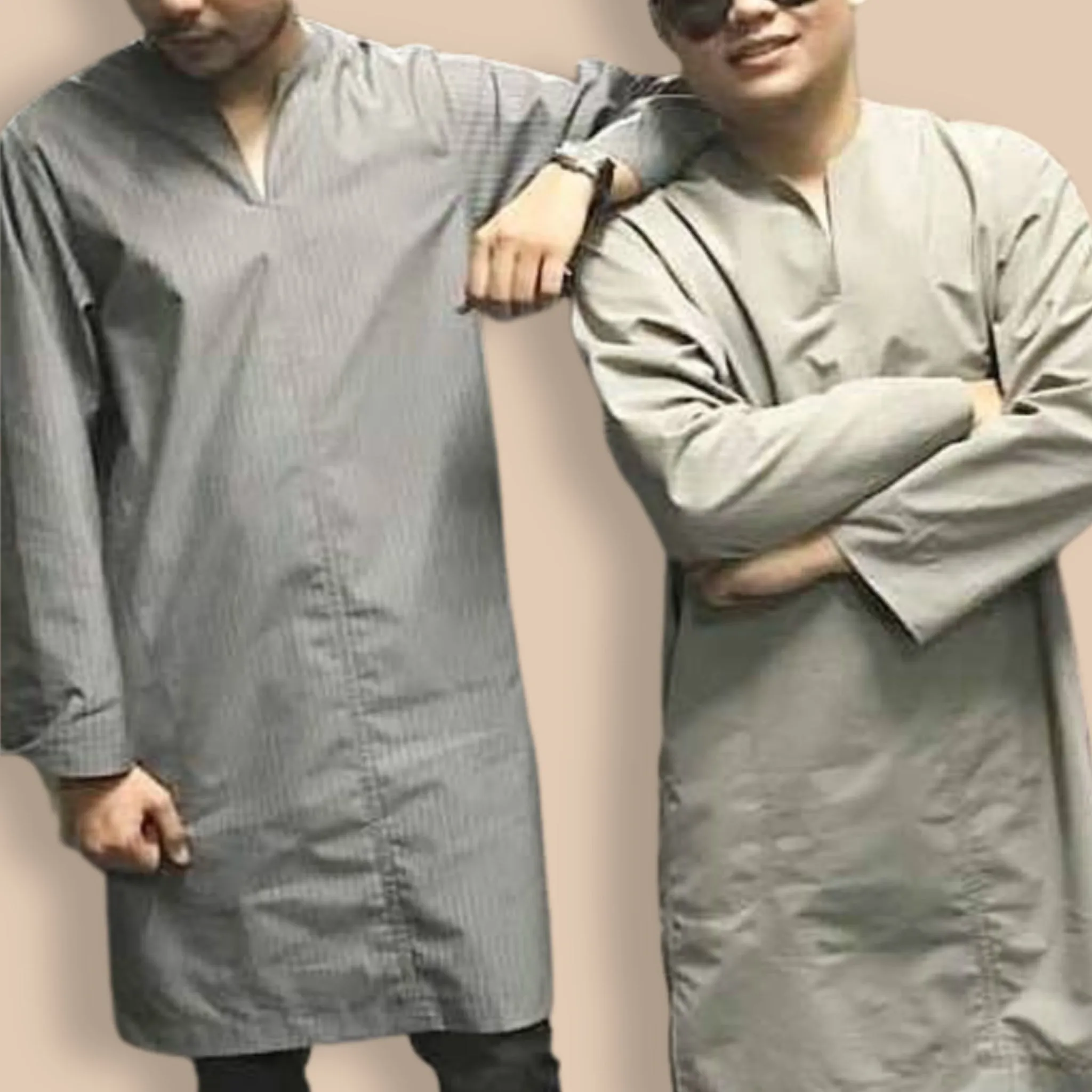 Knee Length MunawwarahMen® Stripe Shirt ~ Cotton