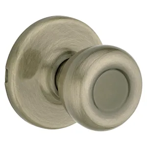 Kwikset 200T 5RCLRCSBX Passage Knob, Metal, Antique Brass, 2-3/8 to 2-3/4 in Backset, 1-3/8 to 1-3/4 in Thick Door :BX: QUANTITY: 1
