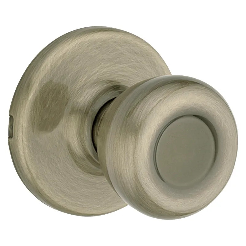 Kwikset 200T 5RCLRCSBX Passage Knob, Metal, Antique Brass, 2-3/8 to 2-3/4 in Backset, 1-3/8 to 1-3/4 in Thick Door :BX: QUANTITY: 1