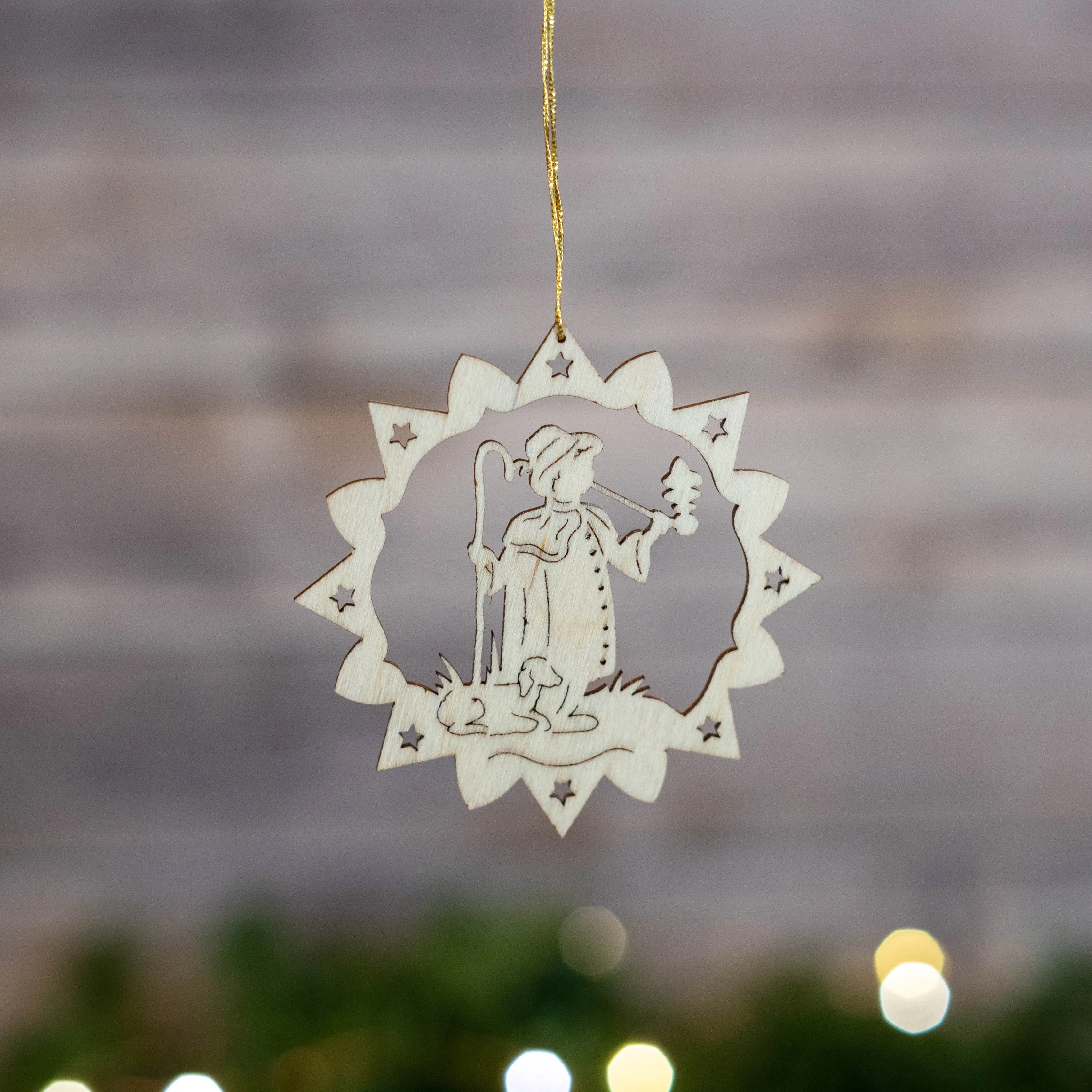 Laser Cut Star Ornament with shepherd
