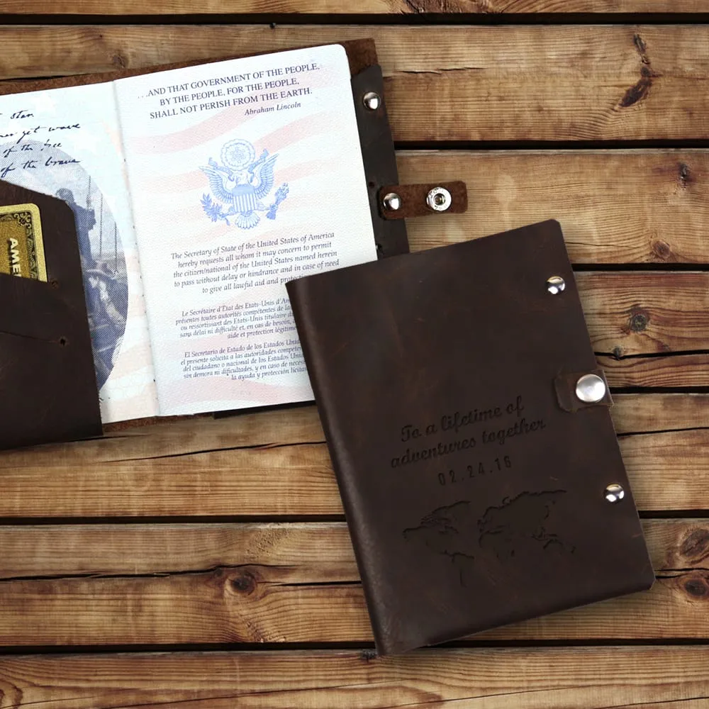 Laser Engraved Handmade Lifetime Adventure Custom Genuine Leather Passport Holder