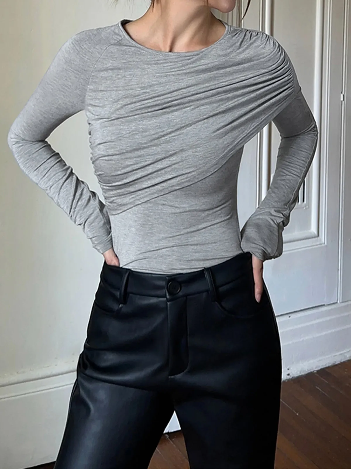 Layered Long Graceful Sleeve Pleated Shirt