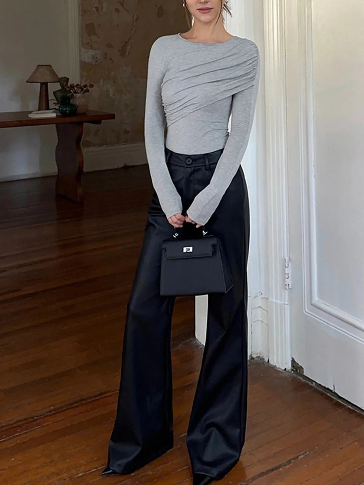 Layered Long Graceful Sleeve Pleated Shirt