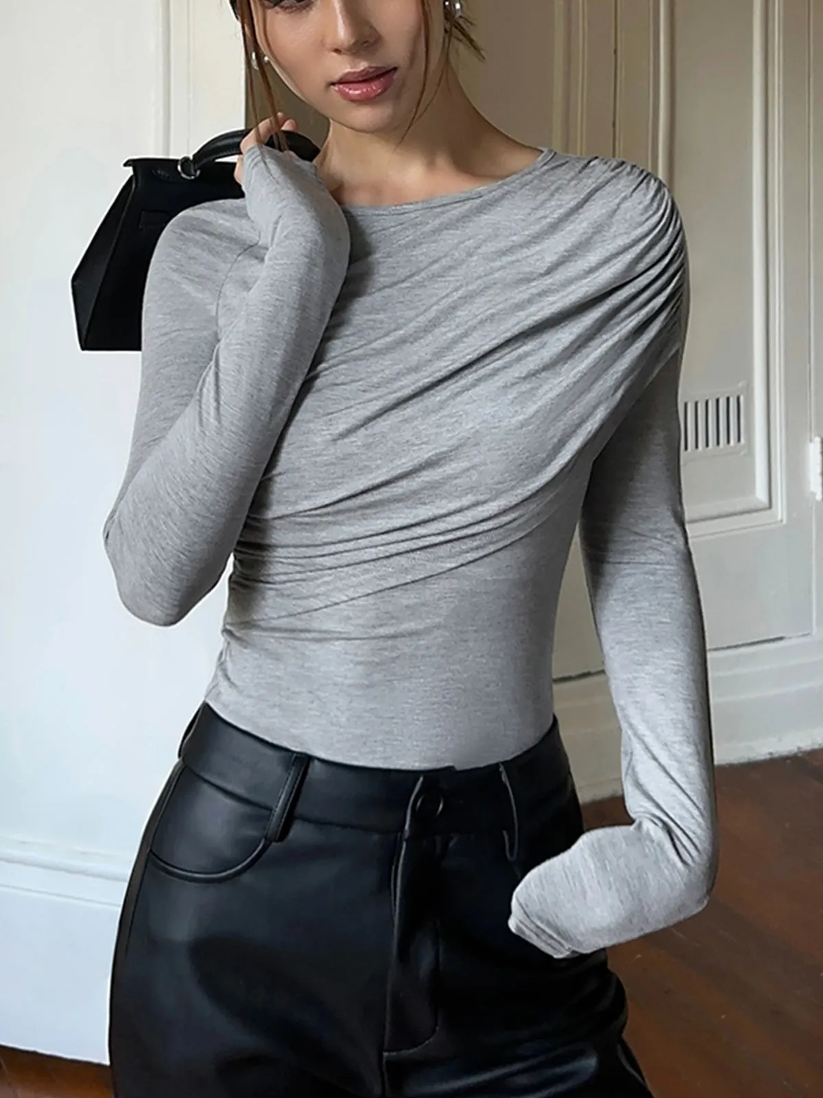 Layered Long Graceful Sleeve Pleated Shirt