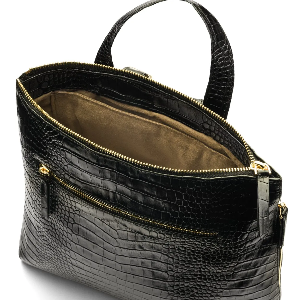 Leather 13" Laptop Backpack - Black Croc