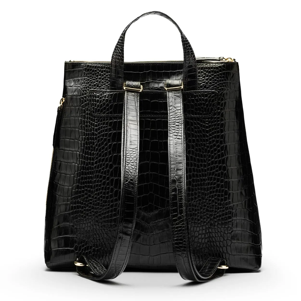 Leather 13" Laptop Backpack - Black Croc