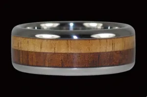 Light and Dark Koa Wood Titanium Ring