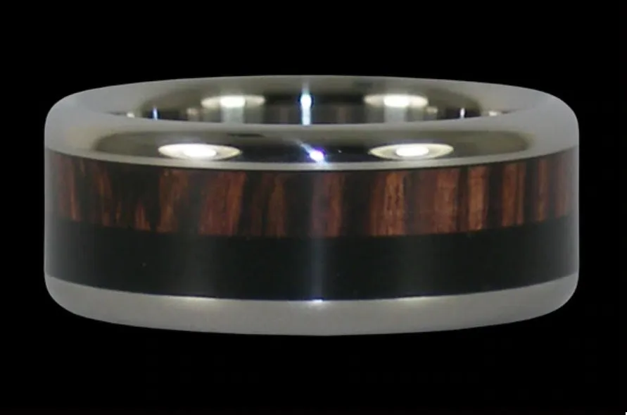 Light and Dark Koa Wood Titanium Ring