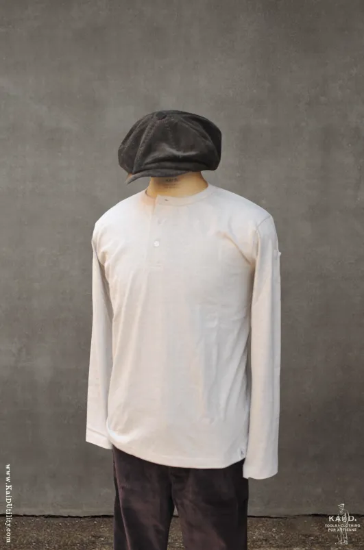 Long Sleeve Henley Tee - Oatmeal Heather - S, M, L, XL (Shorter Length)