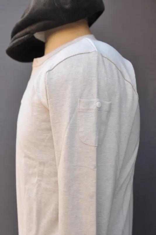 Long Sleeve Henley Tee - Oatmeal Heather - S, M, L, XL (Shorter Length)