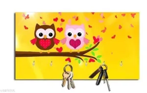 Love Bird Owl Home Wooden Key Holder (23.4cm X 12.8cm X 3cm)