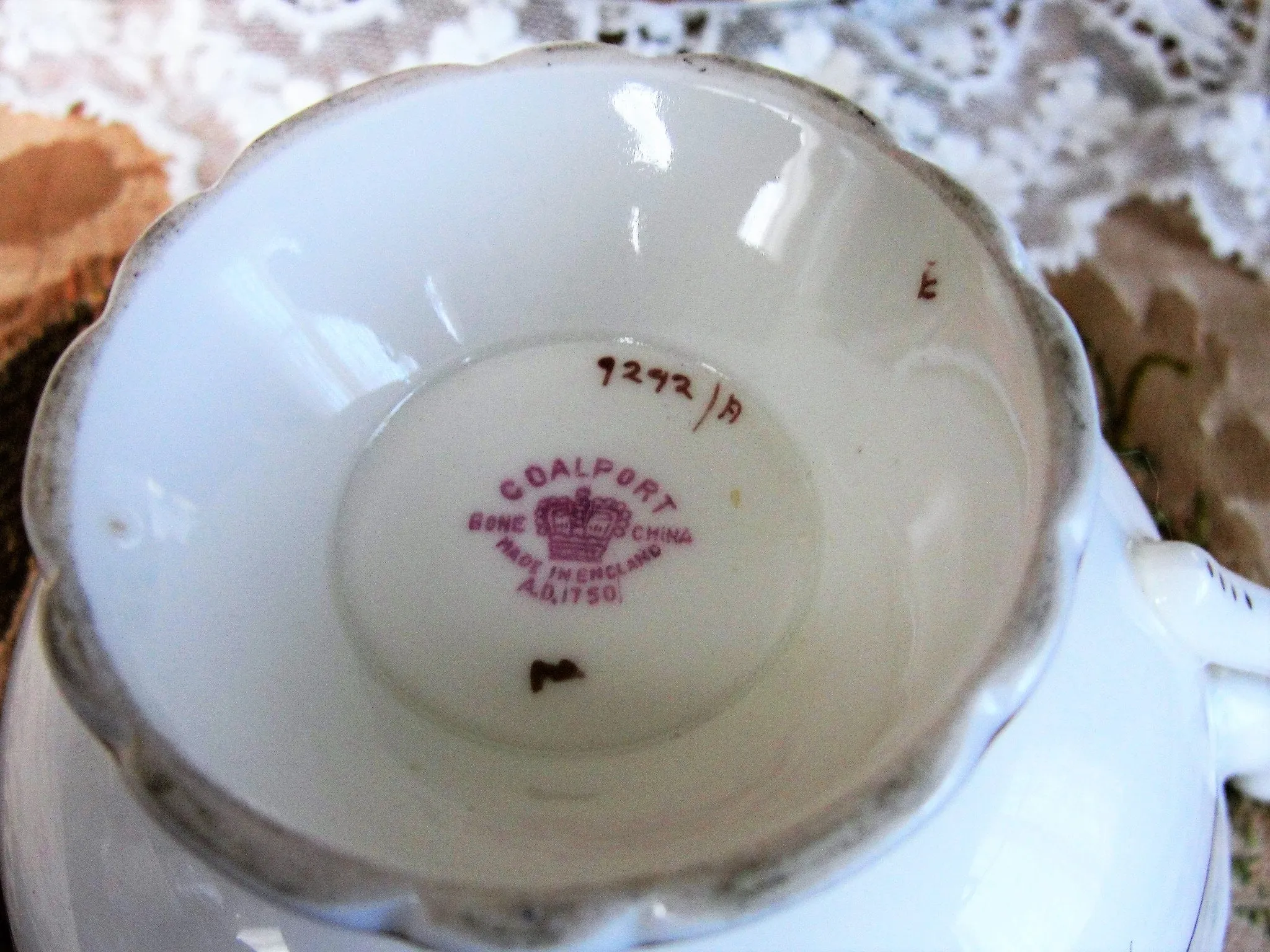 LOVELY Coalport English Bone China Teacup and Saucer, Pink and Grey Tomorrow Pattern Vintage Cup and Saucer,Collectible Teacups,Tea Parties