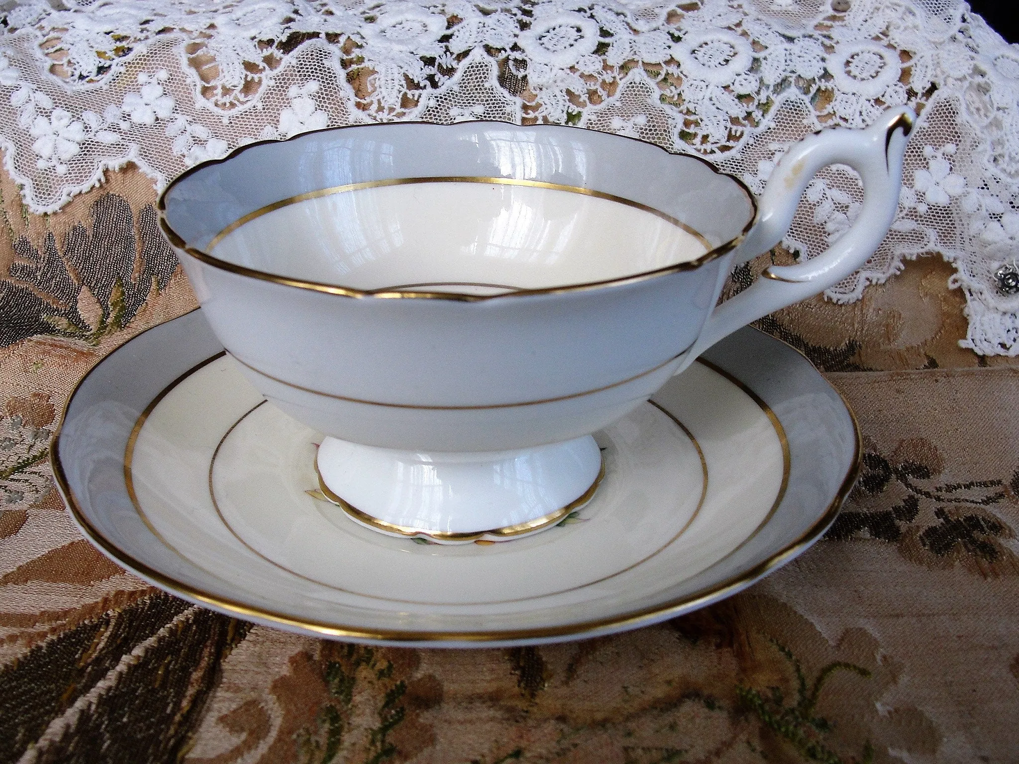 LOVELY Coalport English Bone China Teacup and Saucer, Pink and Grey Tomorrow Pattern Vintage Cup and Saucer,Collectible Teacups,Tea Parties