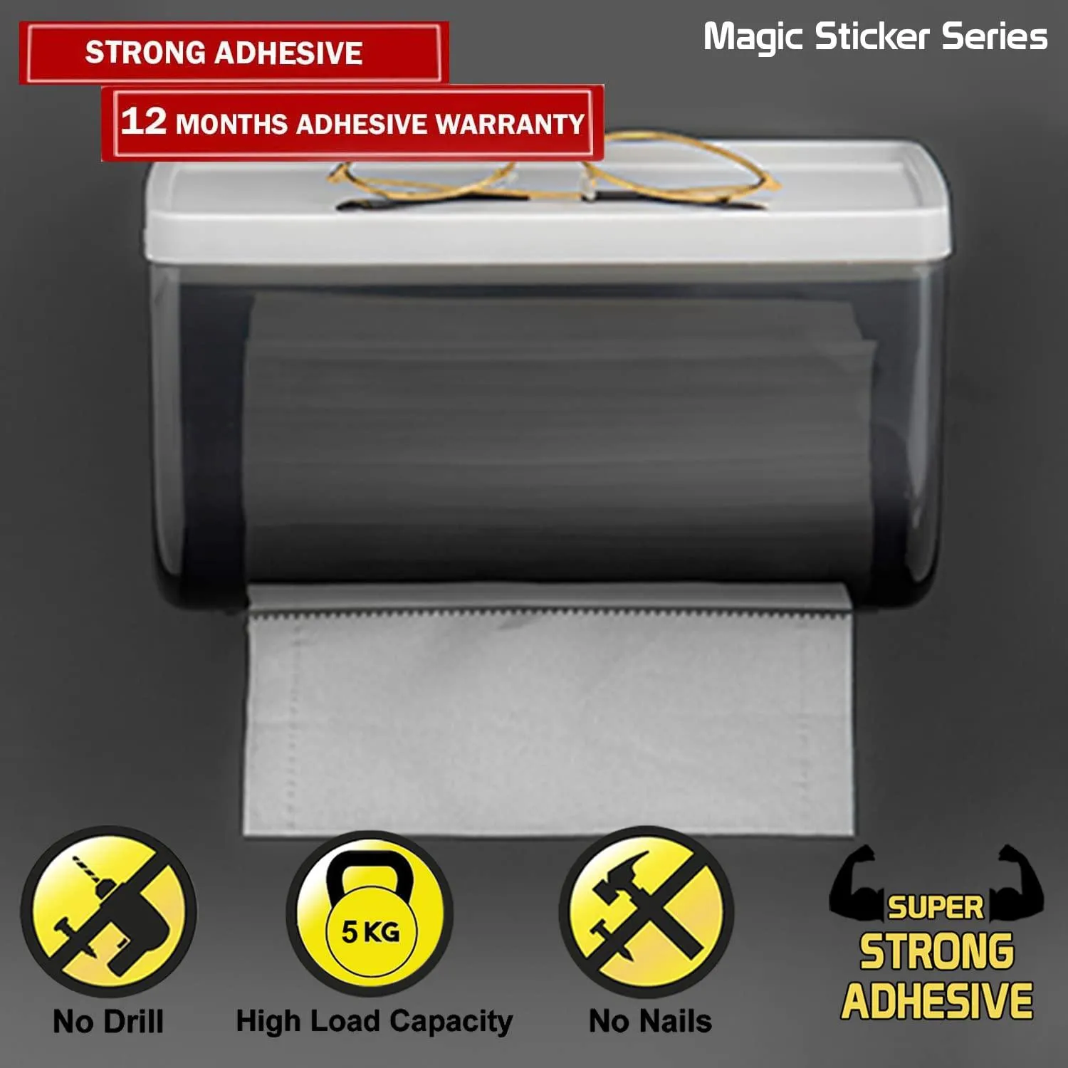 Magic Sticker Series Wall Mounted Toilet Paper Holder Stand for Bathroom