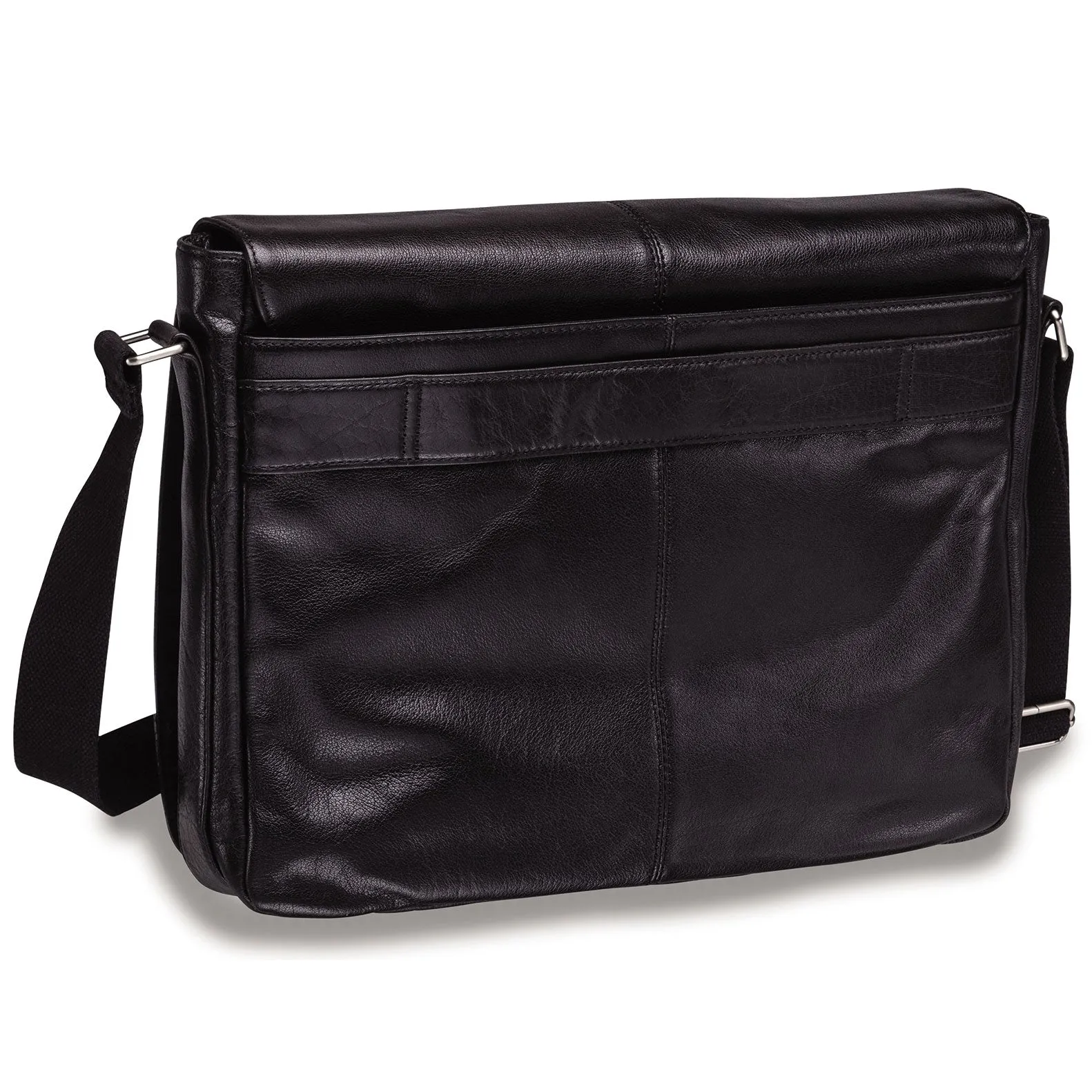 Mancini Arizona Vegetable Tanned Top Grain Buffalo Leather Messenger Bag Black