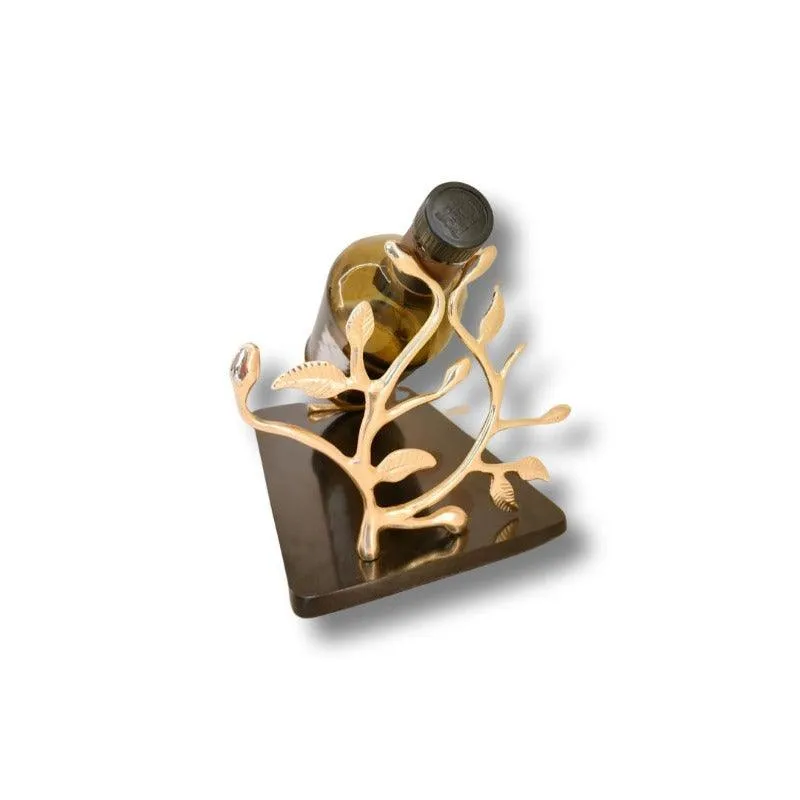 Marble Bottle Holder with Metal Leaf