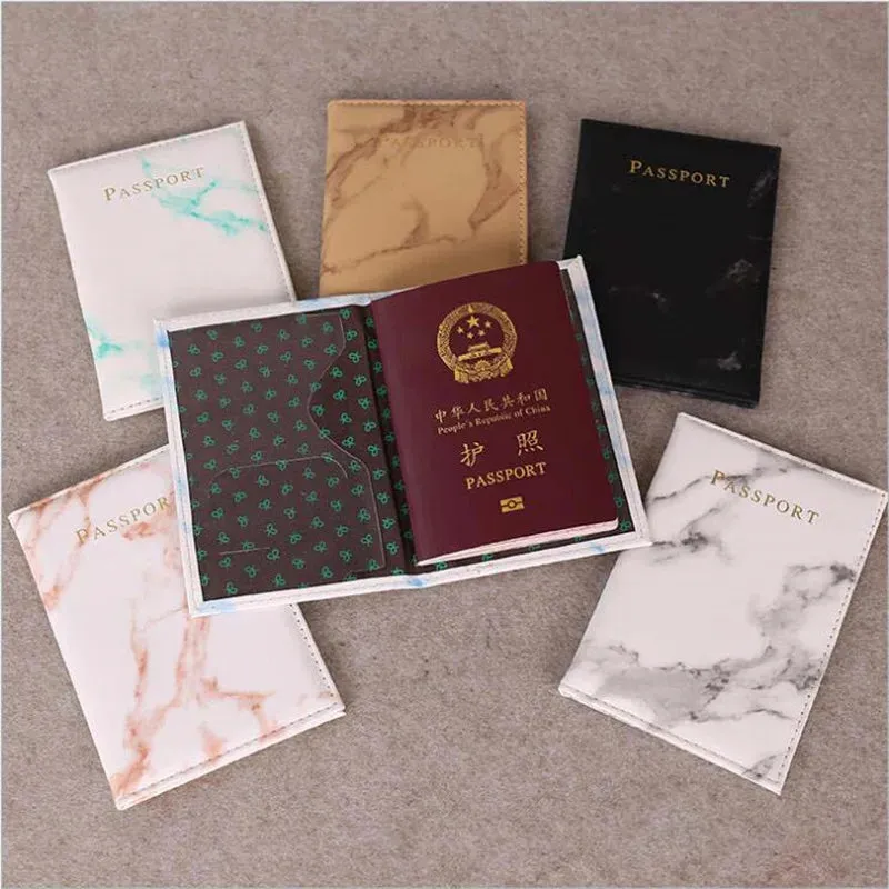 Marble Passport Holder Wallet Leather