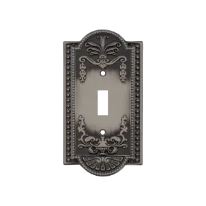 Meadows Switch Plate with Single Toggle in Antique Pewter