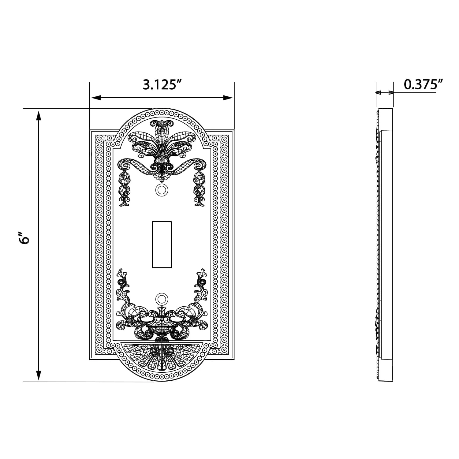 Meadows Switch Plate with Single Toggle in Antique Pewter
