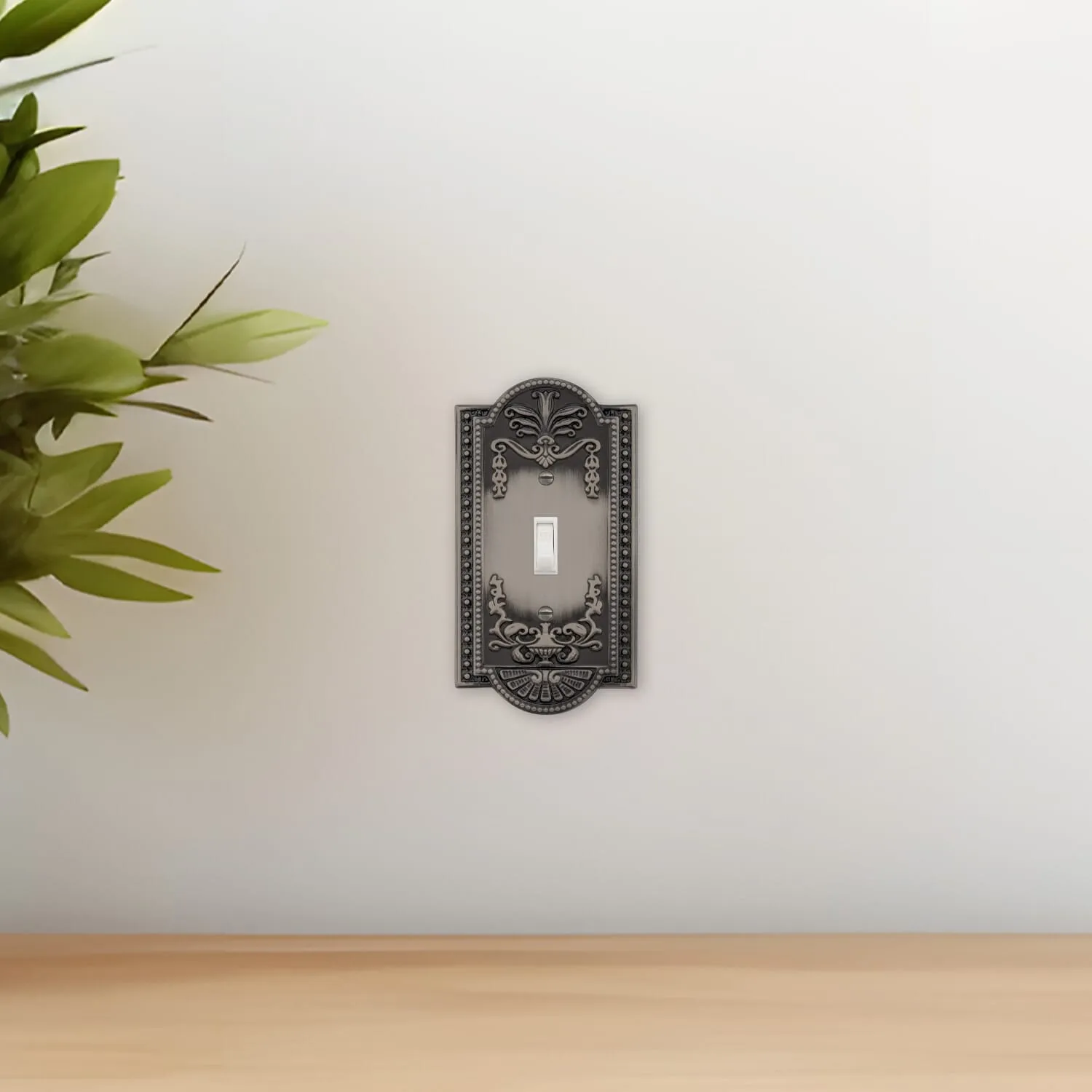 Meadows Switch Plate with Single Toggle in Antique Pewter