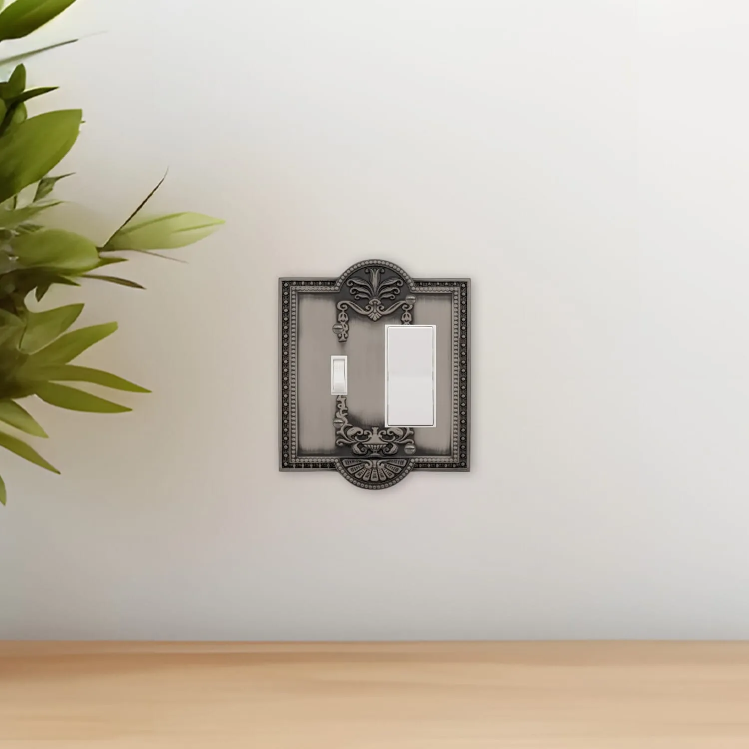 Meadows Switch Plate with Toggle and Rocker in Antique Pewter