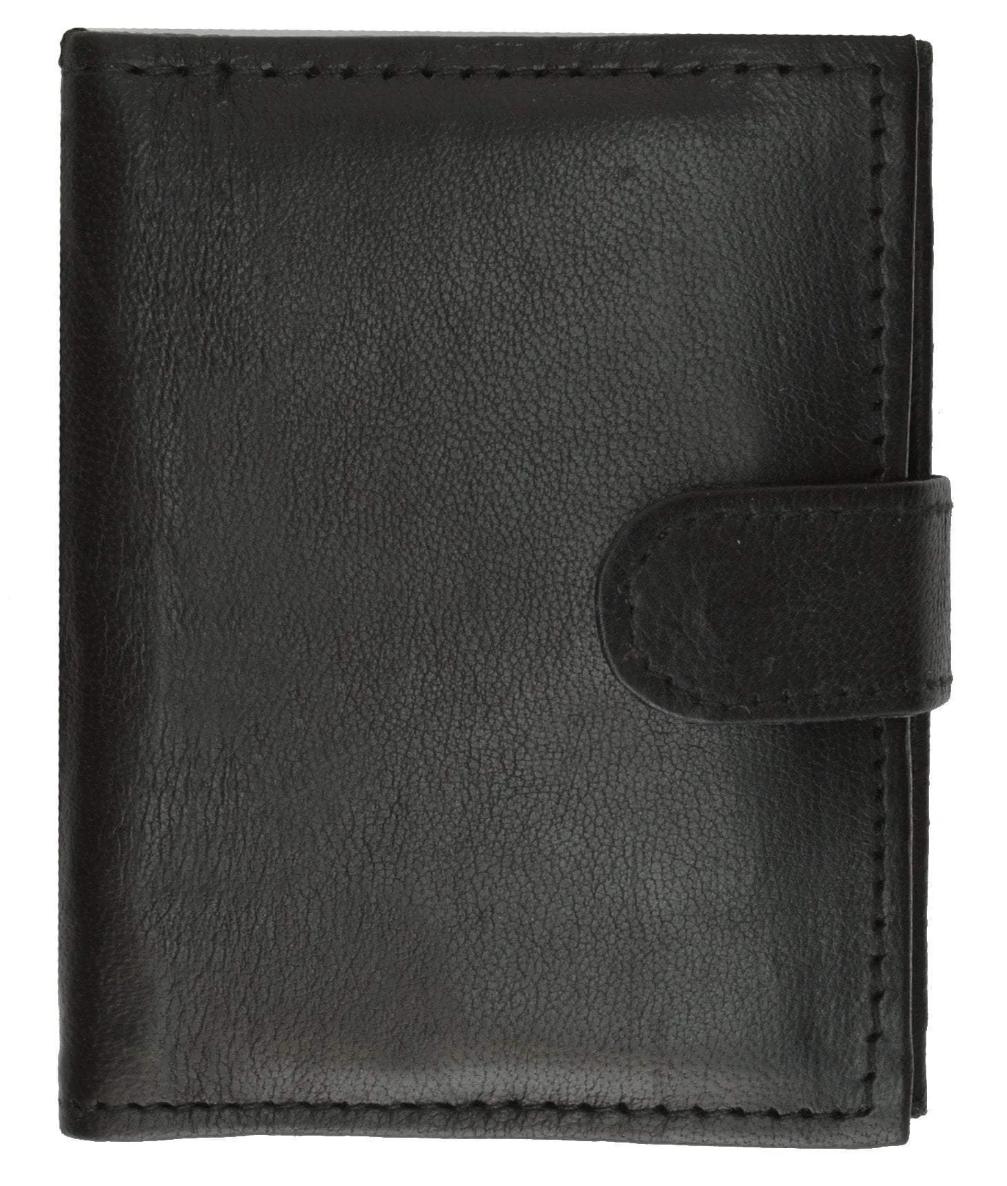 Mens Leather Lambskin Mini Coin Pocket ID Bifold Wallet 1521 (C)