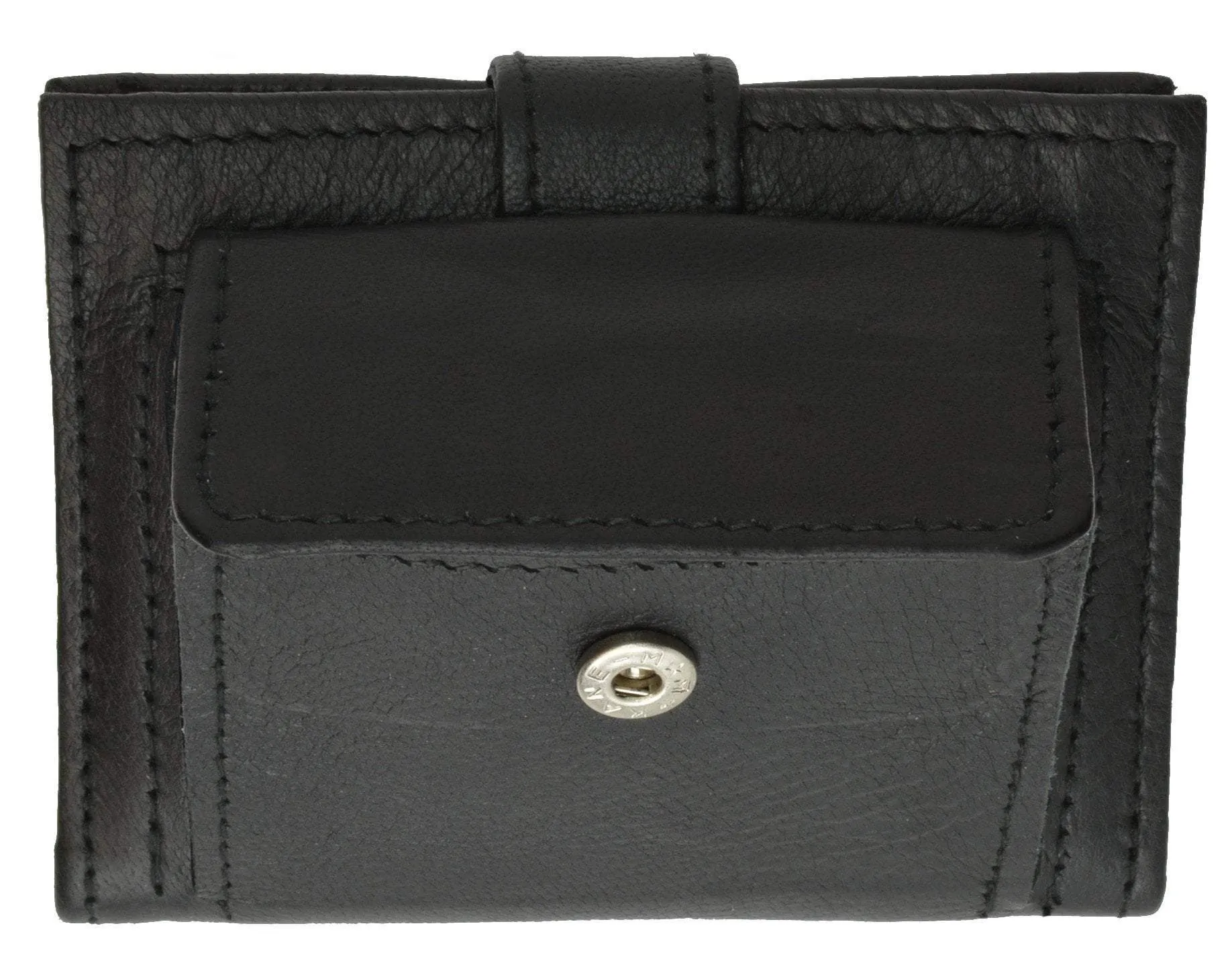 Mens Leather Lambskin Mini Coin Pocket ID Bifold Wallet 1521 (C)