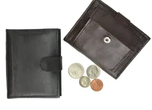 Mens Leather Lambskin Mini Coin Pocket ID Bifold Wallet 1521 (C)