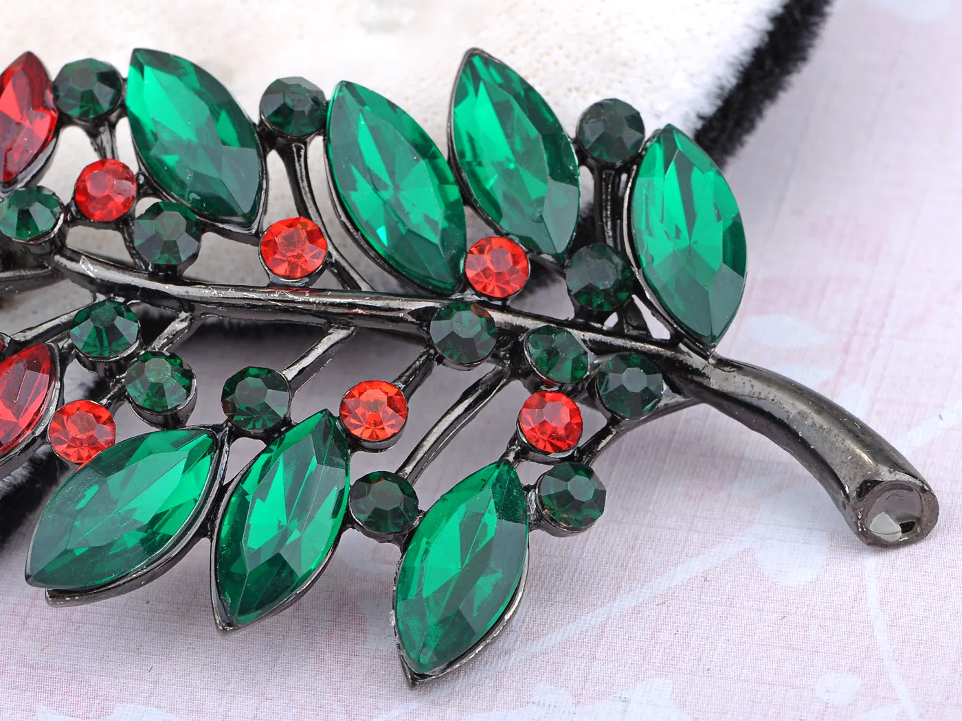 Merry Christmas Holly Leaf Branch Jewelry Pin Brooch