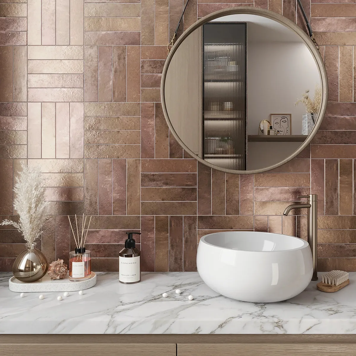 Molten Bronze Brick Ceramic Subway Tile