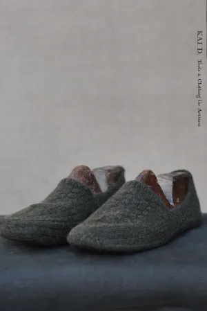 Mongolian Cashmere Prayer Slippers - Green Heather - Men’s, Women's