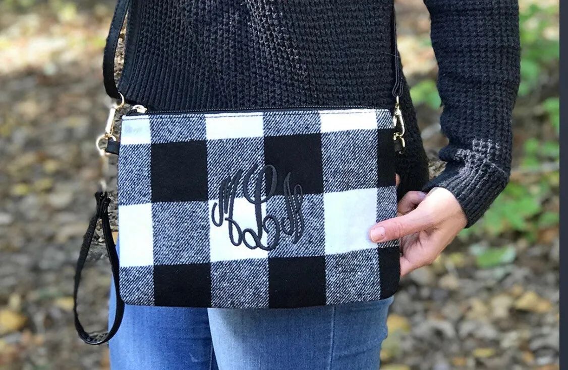 Monogram Crossbody Plaid purse, Crossbody Bag, Riley Plaid Crossbody Plaid Crossbody,Monogrammed Purse
