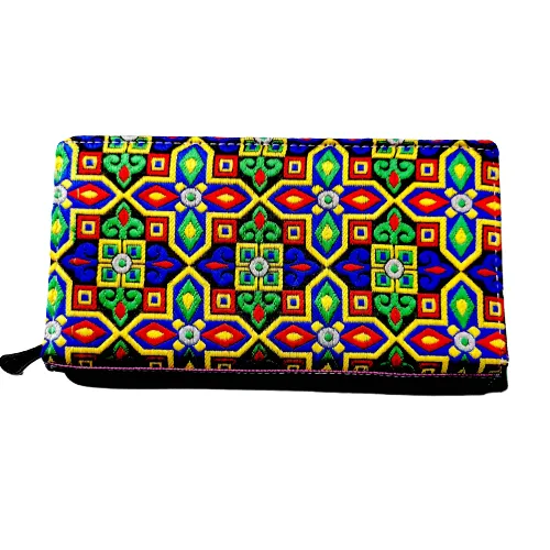 Multicolor Designer Fabric Clutch