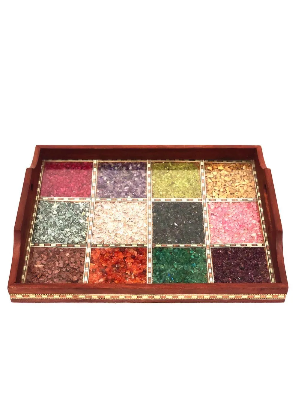 Multicolored Gemstone Tray Marvellous Indian Craftsmanship Tamrapatra