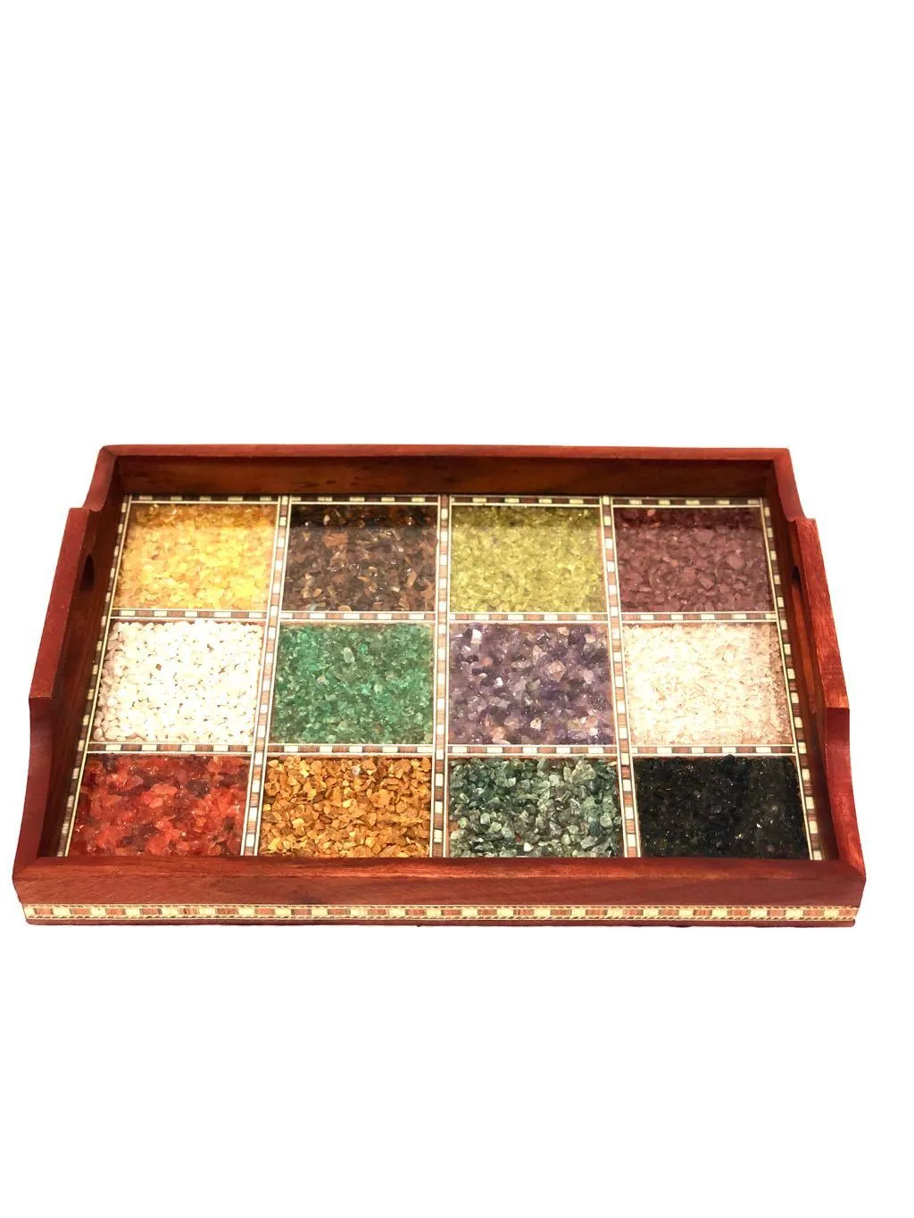 Multicolored Gemstone Tray Marvellous Indian Craftsmanship Tamrapatra