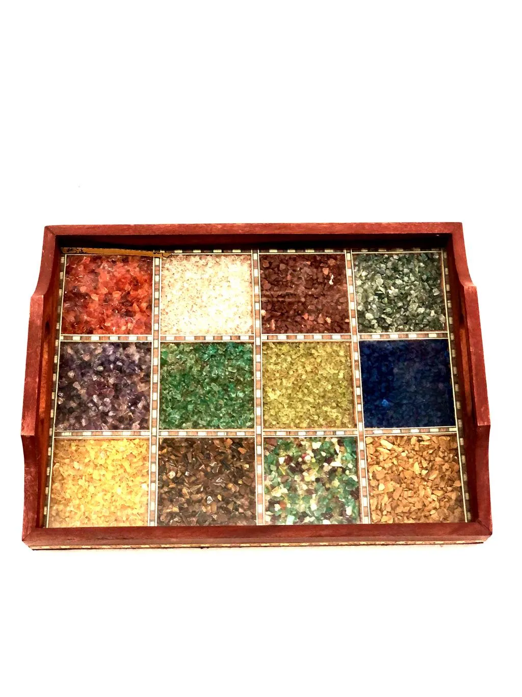 Multicolored Gemstone Tray Marvellous Indian Craftsmanship Tamrapatra